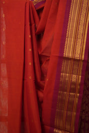Red Gadwal Cotton Silk Saree - SRRGCSS136