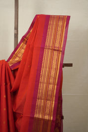 Red Gadwal Cotton Silk Saree - SRRGCSS136