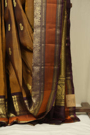 Golden Brown Kanjivaram Silk Saree - SRGBKSS1069