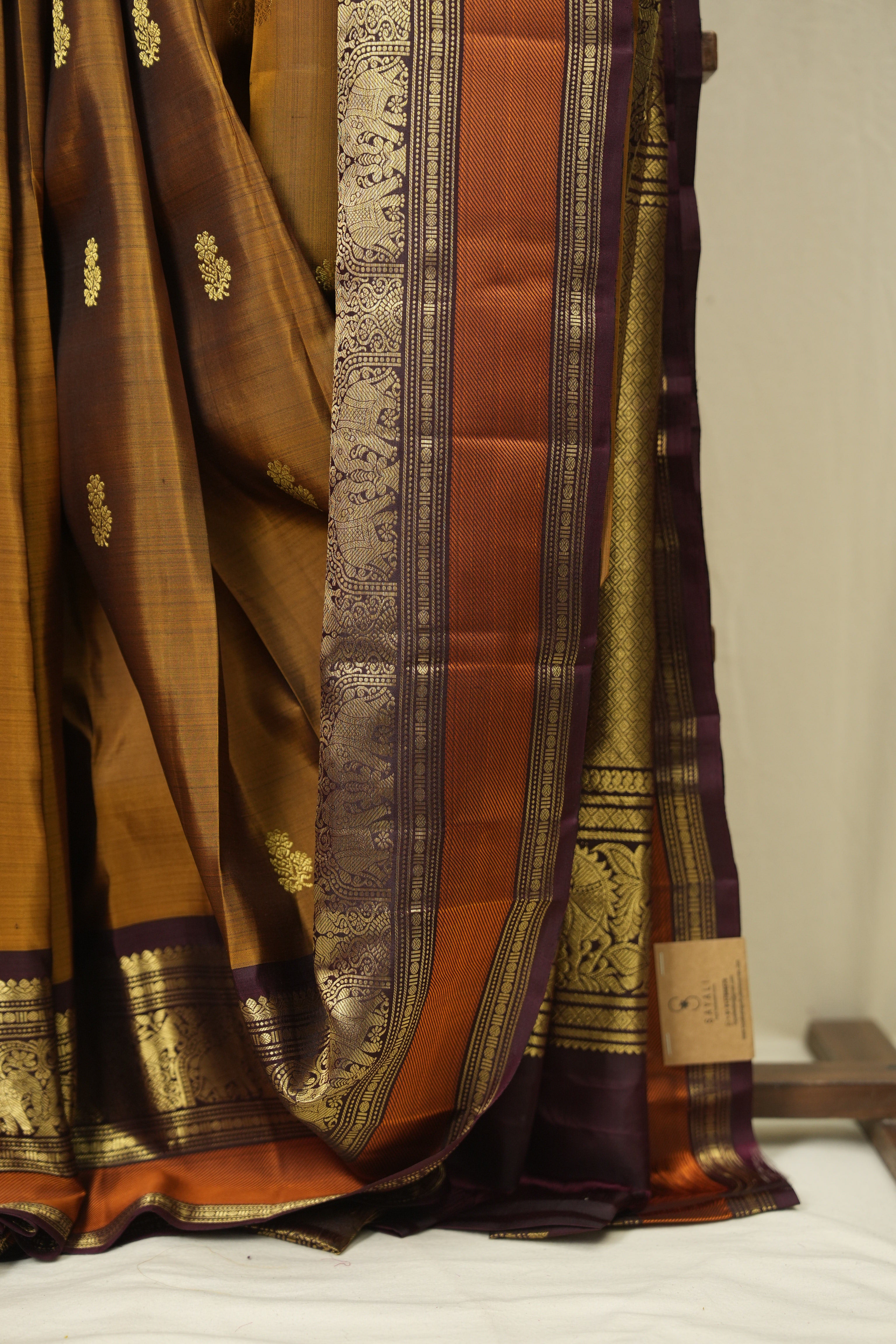 Golden Brown Kanjivaram Silk Saree - SRGBKSS1069