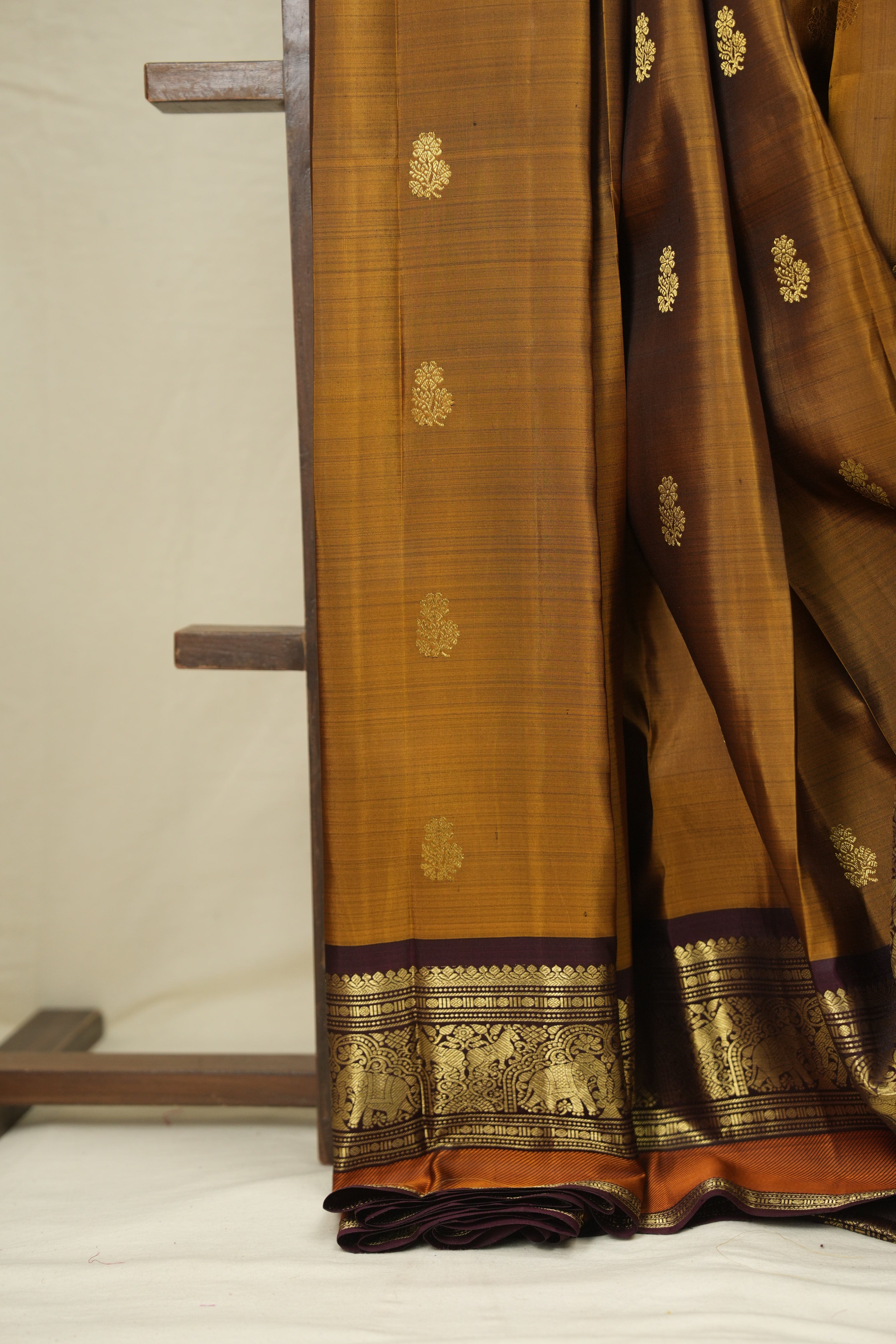 Golden Brown Kanjivaram Silk Saree - SRGBKSS1069
