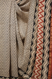 Black Cream HBP Cotton Silk Saree With Chanderi Border - SRBCCSS1400