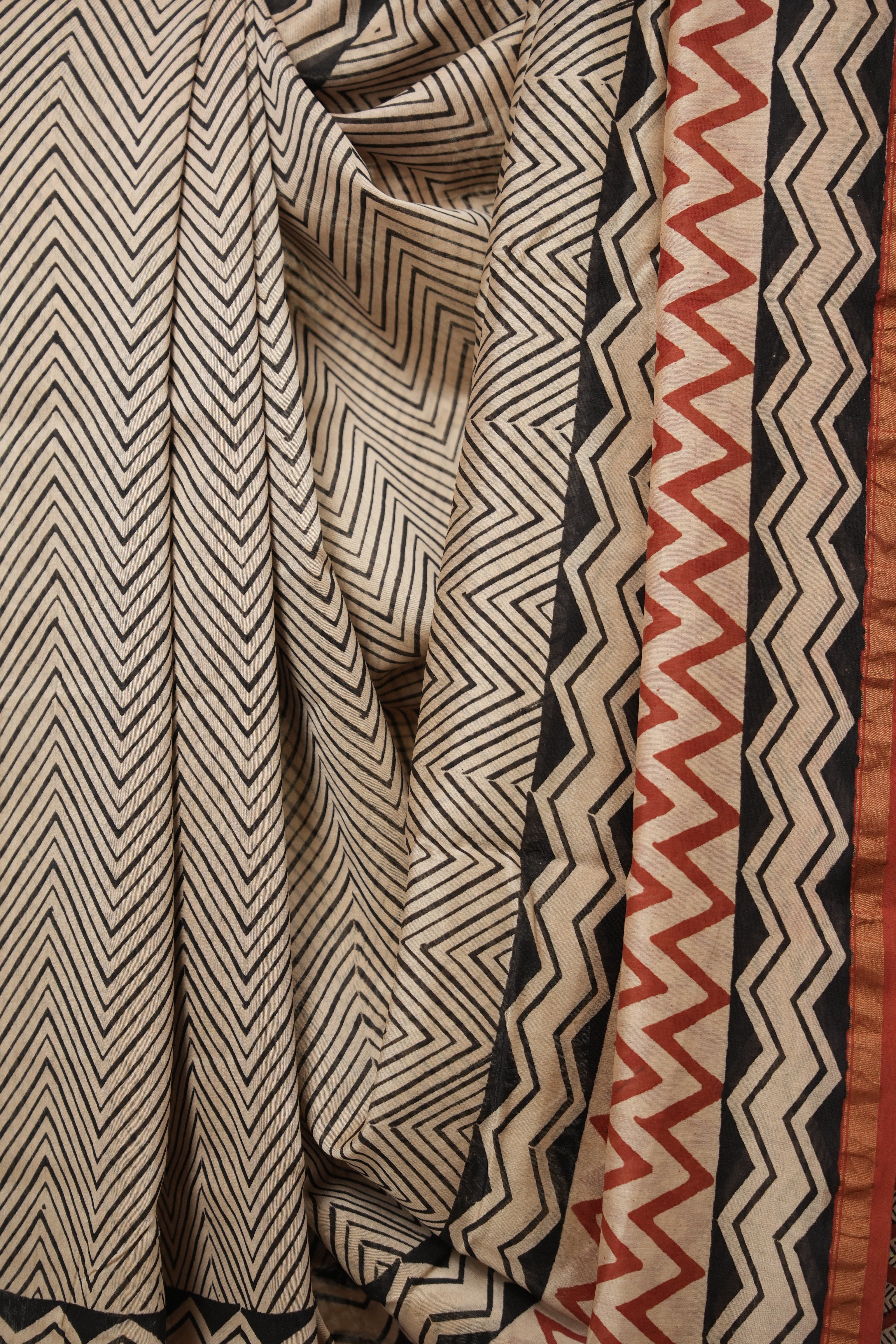 Black Cream HBP Cotton Silk Saree With Chanderi Border - SRBCCSS1400