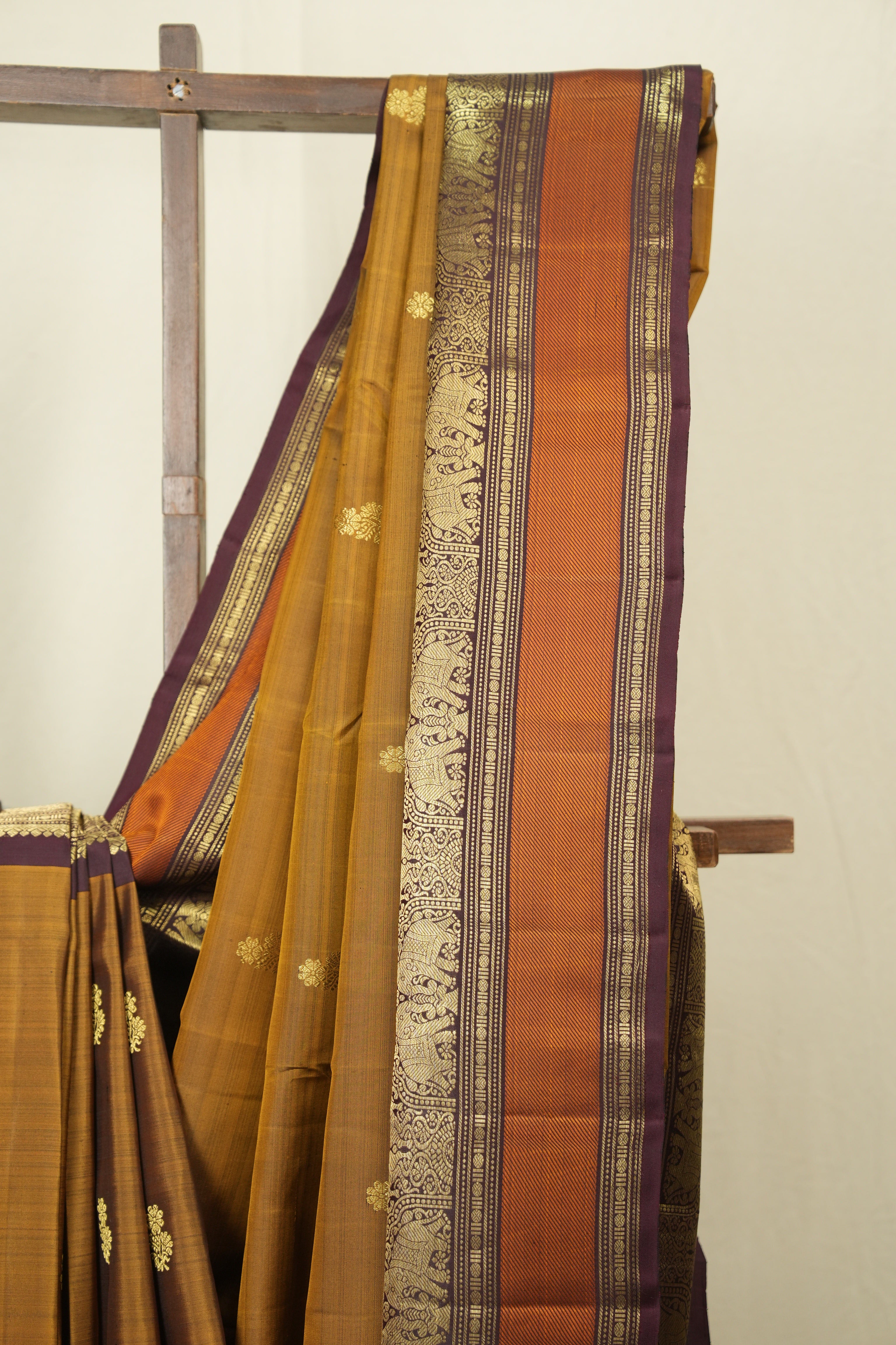Golden Brown Kanjivaram Silk Saree - SRGBKSS1069