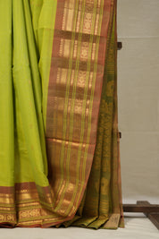 Parrot Green Gadwal Cotton Silk Saree - SRPGGCSS153