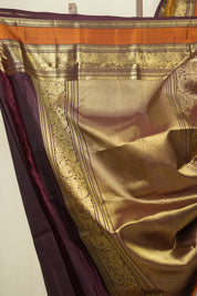 Golden Brown Kanjivaram Silk Saree - SRGBKSS1069