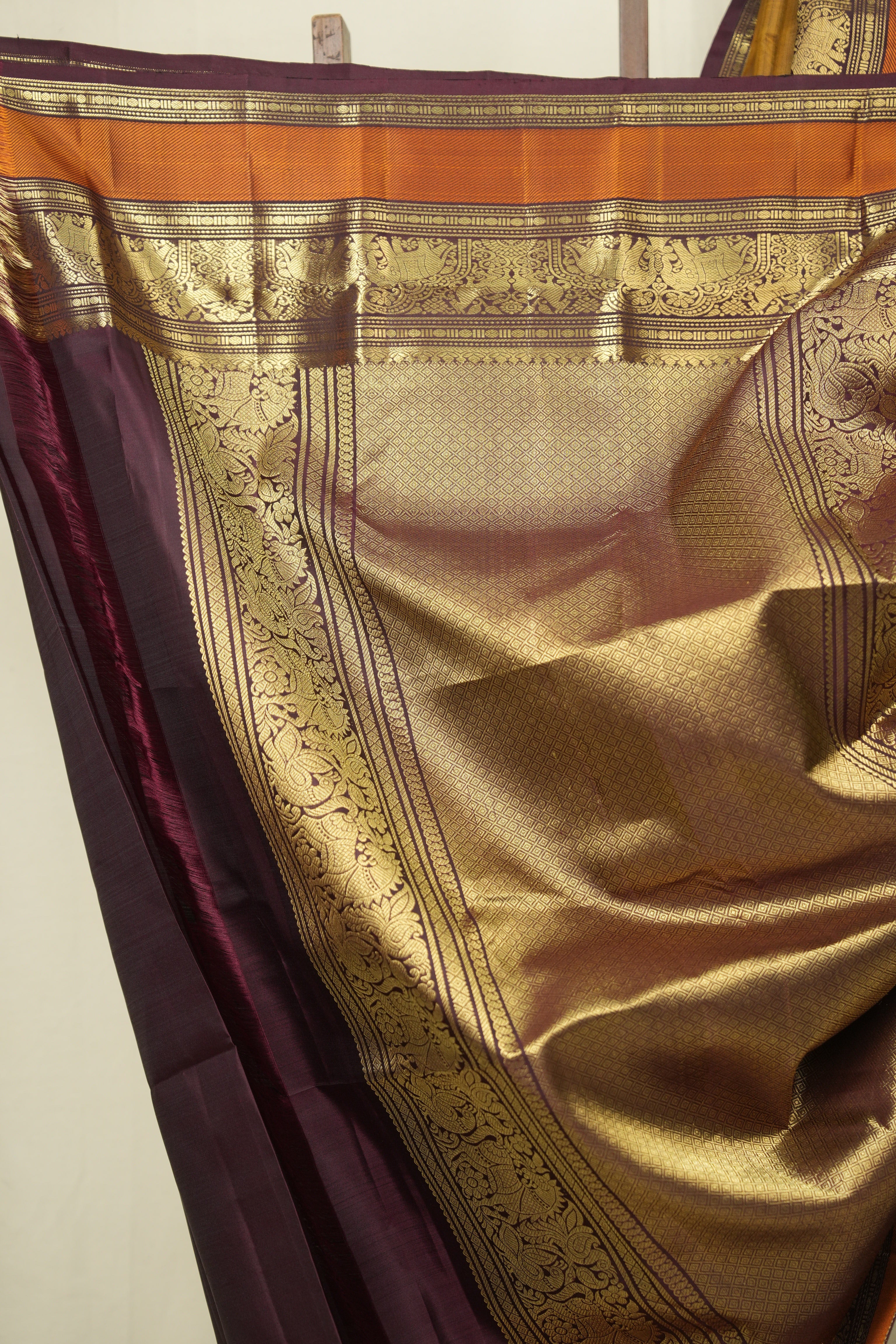 Golden Brown Kanjivaram Silk Saree - SRGBKSS1069