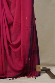 Rani Pink Mul Bengal Cotton Jamdani Saree - SRRPMBCJS189