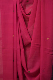 Rani Pink Mul Bengal Cotton Jamdani Saree - SRRPMBCJS189