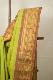 Parrot Green Gadwal Cotton Silk Saree - SRPGGCSS153