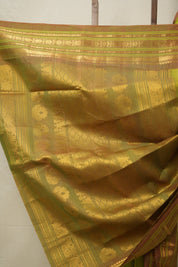 Parrot Green Gadwal Cotton Silk Saree - SRPGGCSS153