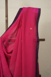 Rani Pink Mul Bengal Cotton Jamdani Saree - SRRPMBCJS189