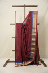 Maroon Gadwal Cotton Silk Saree - SRMGCSS142