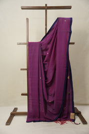 Two Tone Magenta Mul Bengal Cotton Jamdani Saree - SRTTMMBCJS190