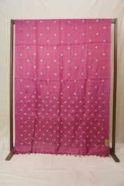 Rani Pink Machine Embroidered Tussar Silk Saree - SRRPMETSS1530