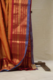 Two Tone Orange Gadwal Cotton Silk Saree - SRTTOGCSS130