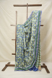 Ink Blue HBP Cotton Silk Saree With Chanderi Border - SRIBCSS1403