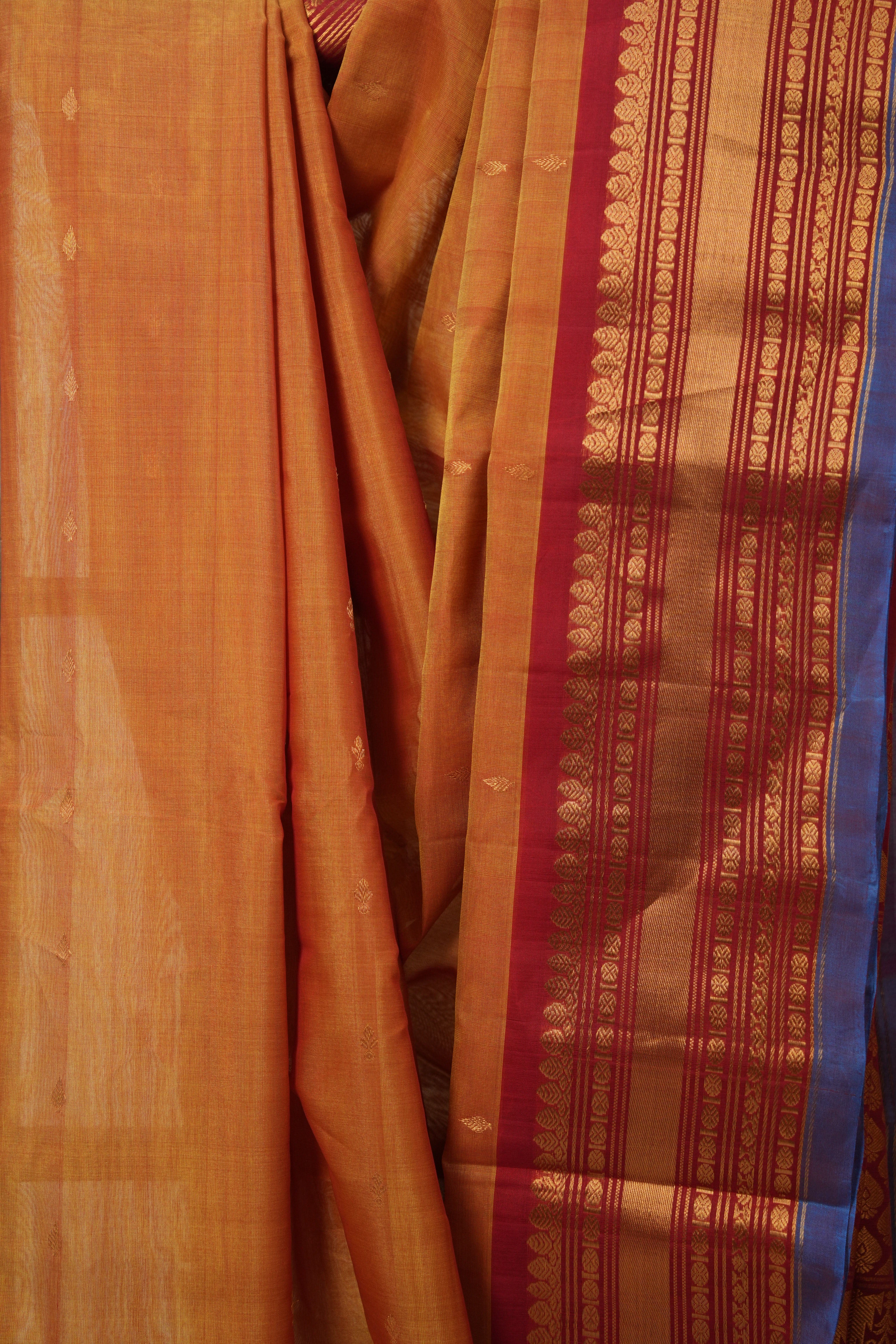 Two Tone Orange Gadwal Cotton Silk Saree - SRTTOGCSS130