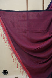 Two Tone Magenta Mul Bengal Cotton Jamdani Saree - SRTTMMBCJS190