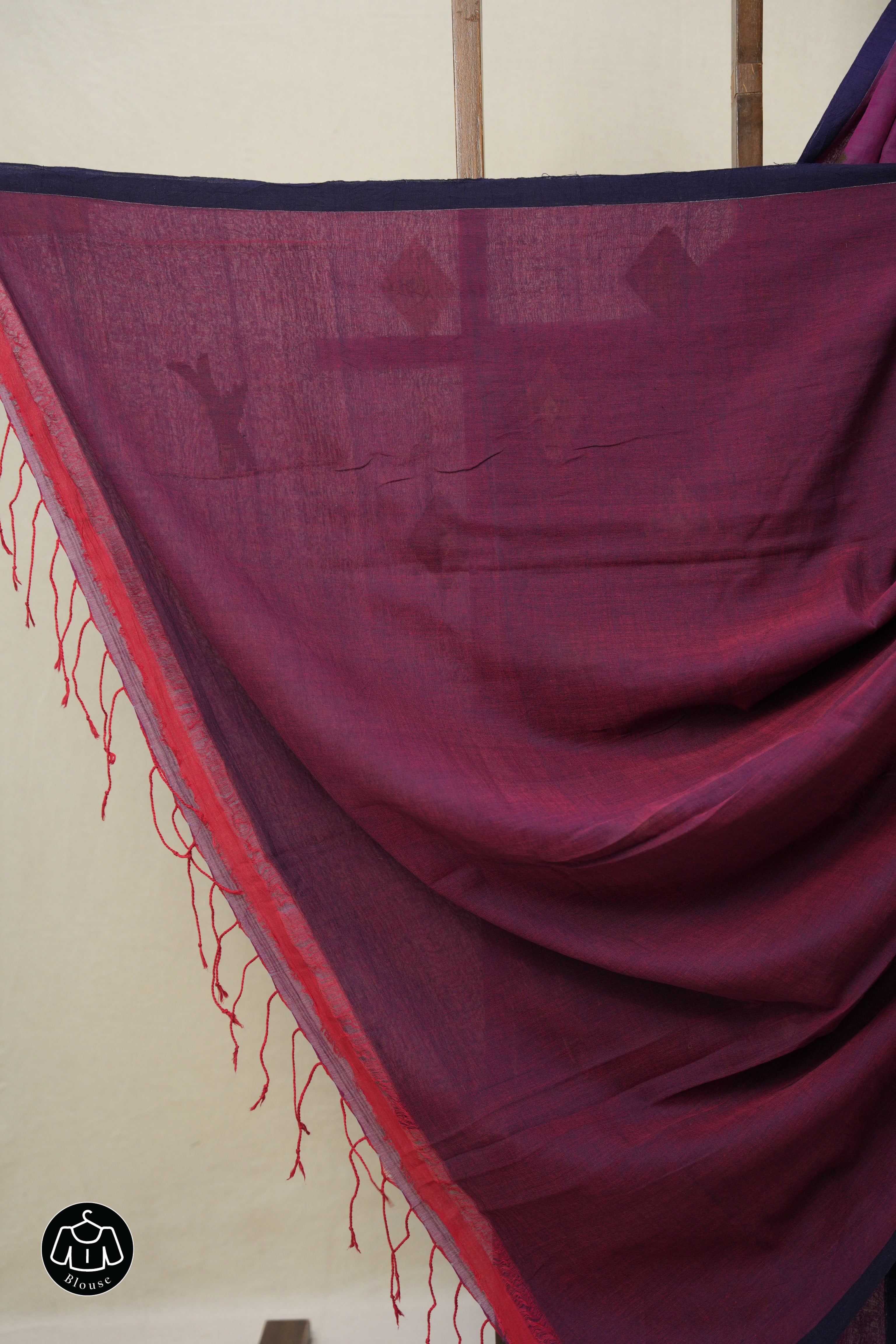 Two Tone Magenta Mul Bengal Cotton Jamdani Saree - SRTTMMBCJS190