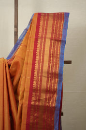 Two Tone Orange Gadwal Cotton Silk Saree - SRTTOGCSS130