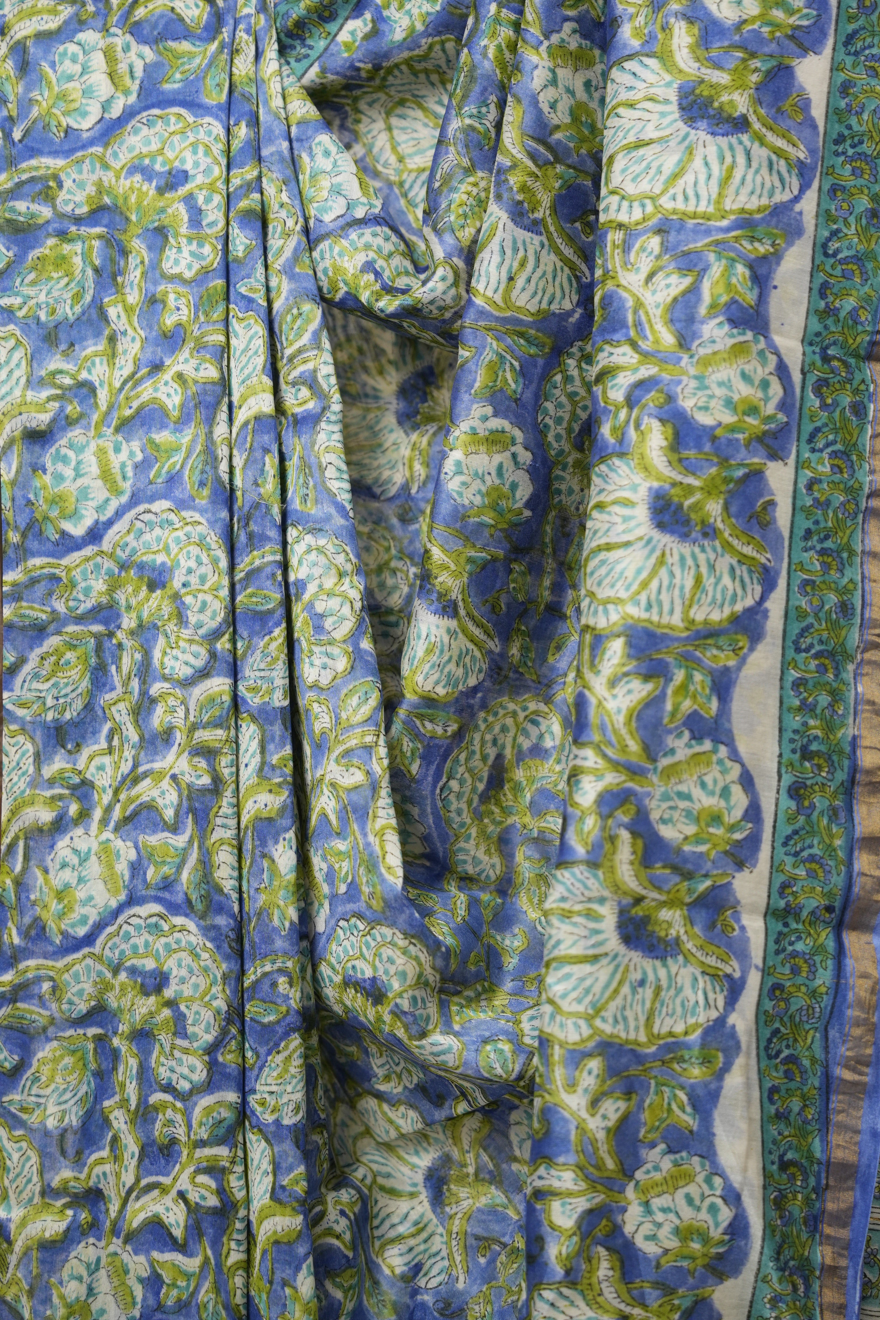 Ink Blue HBP Cotton Silk Saree With Chanderi Border - SRIBCSS1403