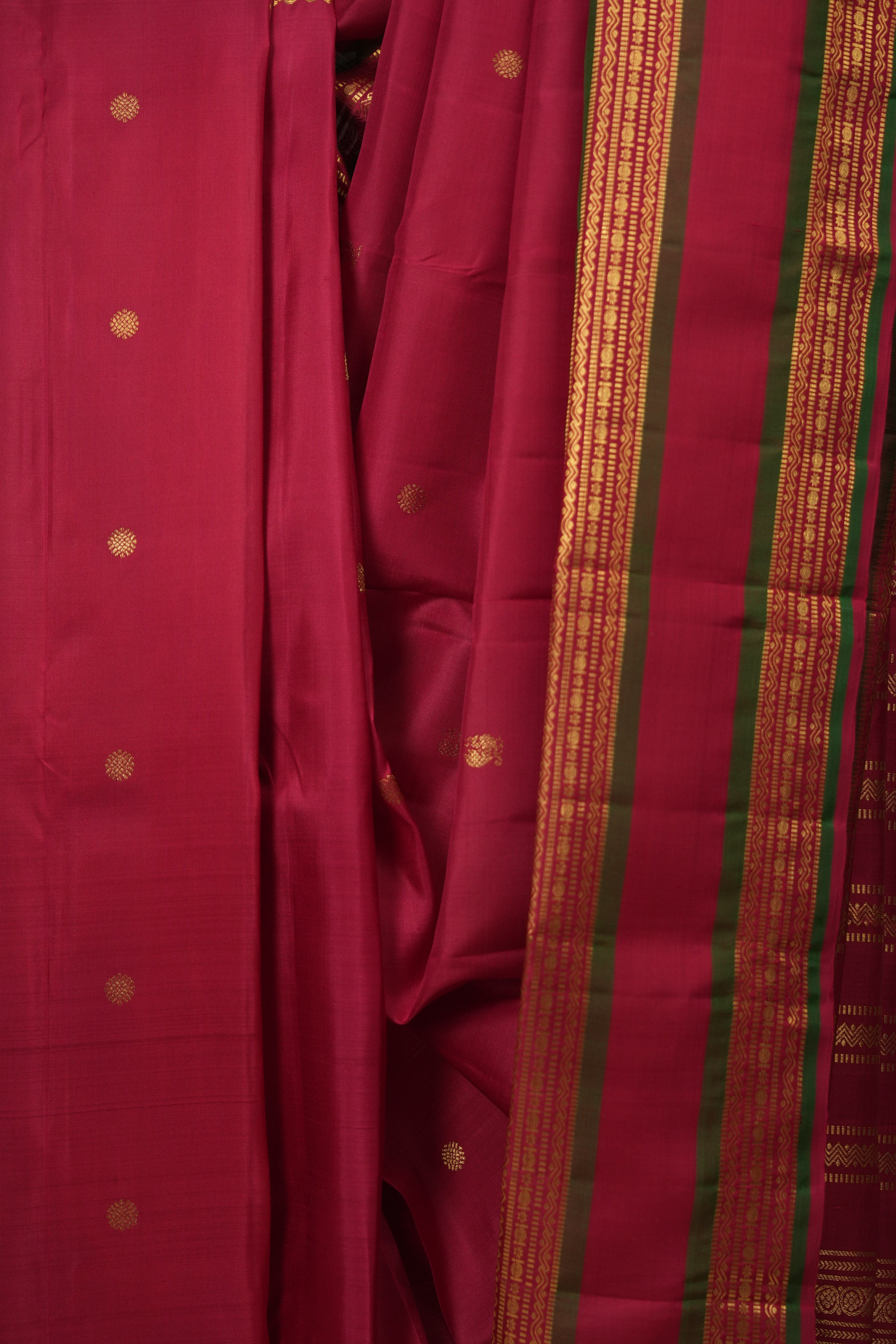 Cherry Red Kanjivaram Silk Saree - SRCRKSS1063
