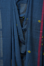 Peacock Blue Mul Bengal Cotton Jamdani Saree - SRPBMBCJS191
