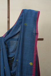 Peacock Blue Mul Bengal Cotton Jamdani Saree - SRPBMBCJS191