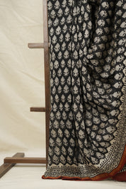 Black-White HBP Cotton Silk Saree With Chanderi Border - SRBWCSS1404