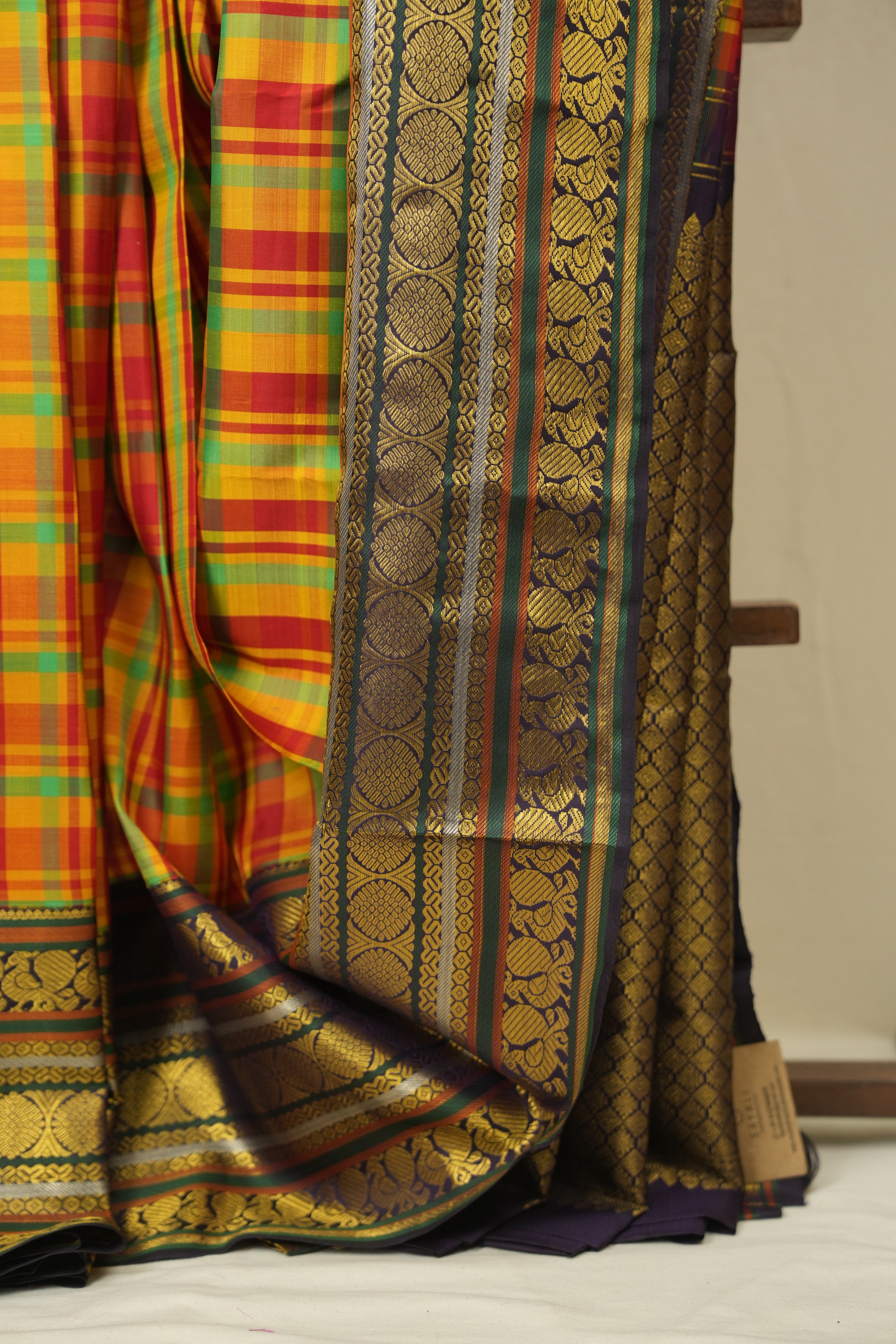 Multicolour Checks Kanjivaram Silk Saree - SRMCKSS1071