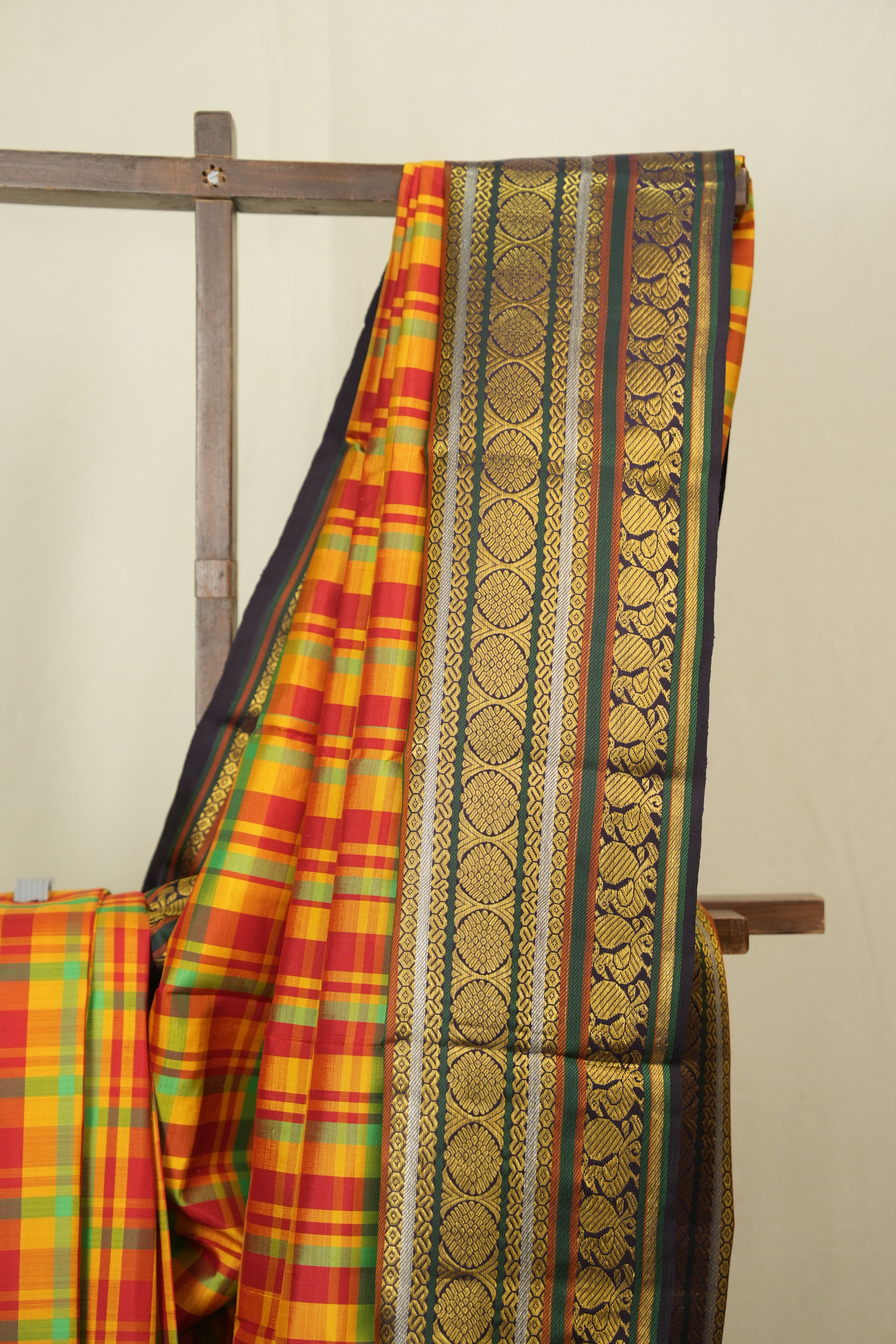 Multicolour Checks Kanjivaram Silk Saree - SRMCKSS1071