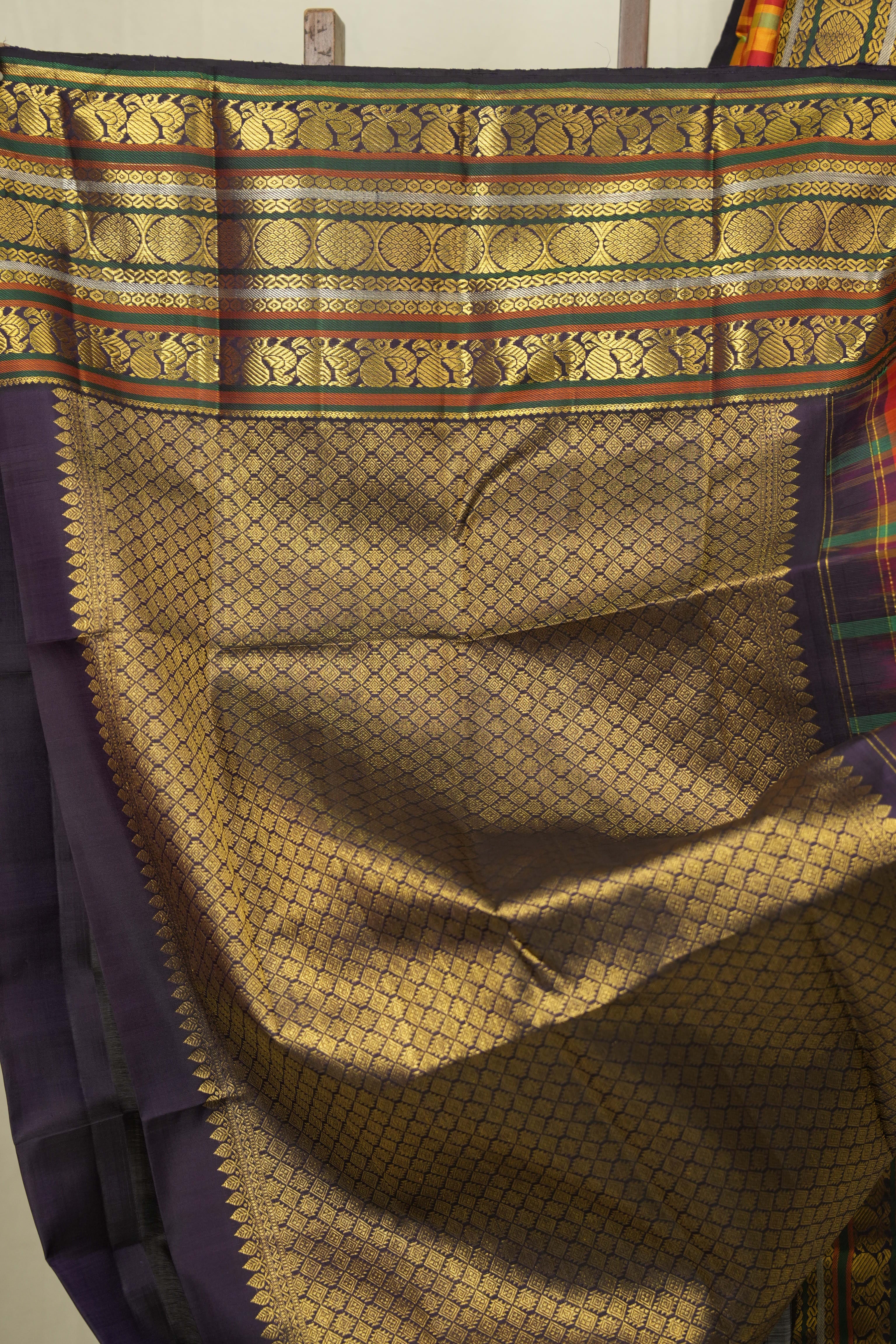 Multicolour Checks Kanjivaram Silk Saree - SRMCKSS1071