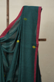 Green Mul Bengal Cotton Jamdani Saree - SRGMBCJS192