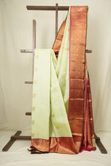 Mint Green Kanjivaram Silk Saree - SRMGKSS1065