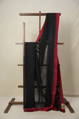 Black Mul Bengal Cotton Jamdani Saree - SRBMBCJS201