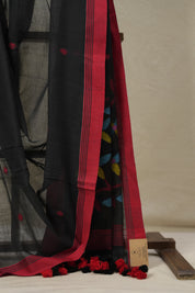 Black Mul Bengal Cotton Jamdani Saree - SRBMBCJS201