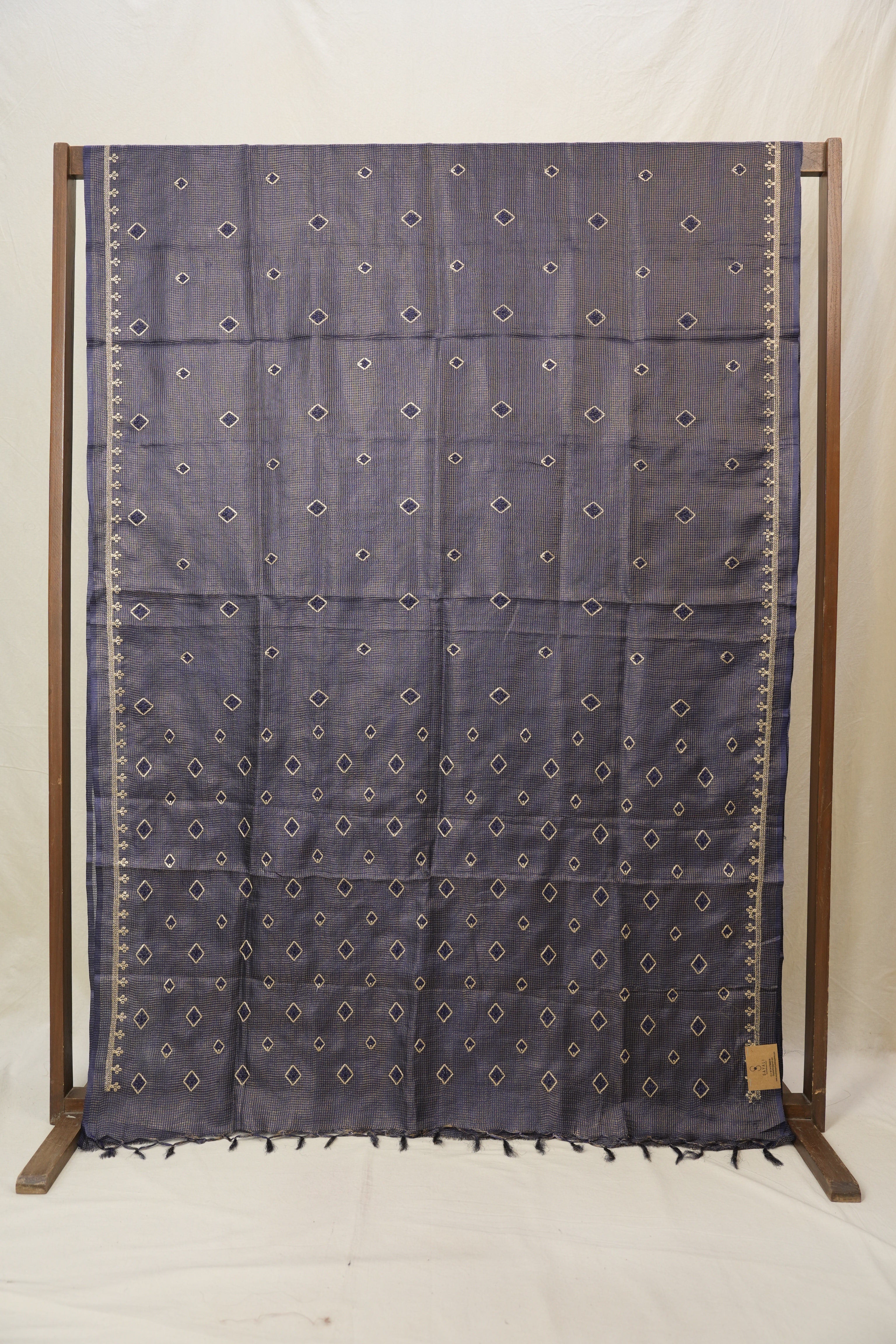 Dark Purple Machine Embroidered Tussar Silk Saree - SRDPMETSS1521