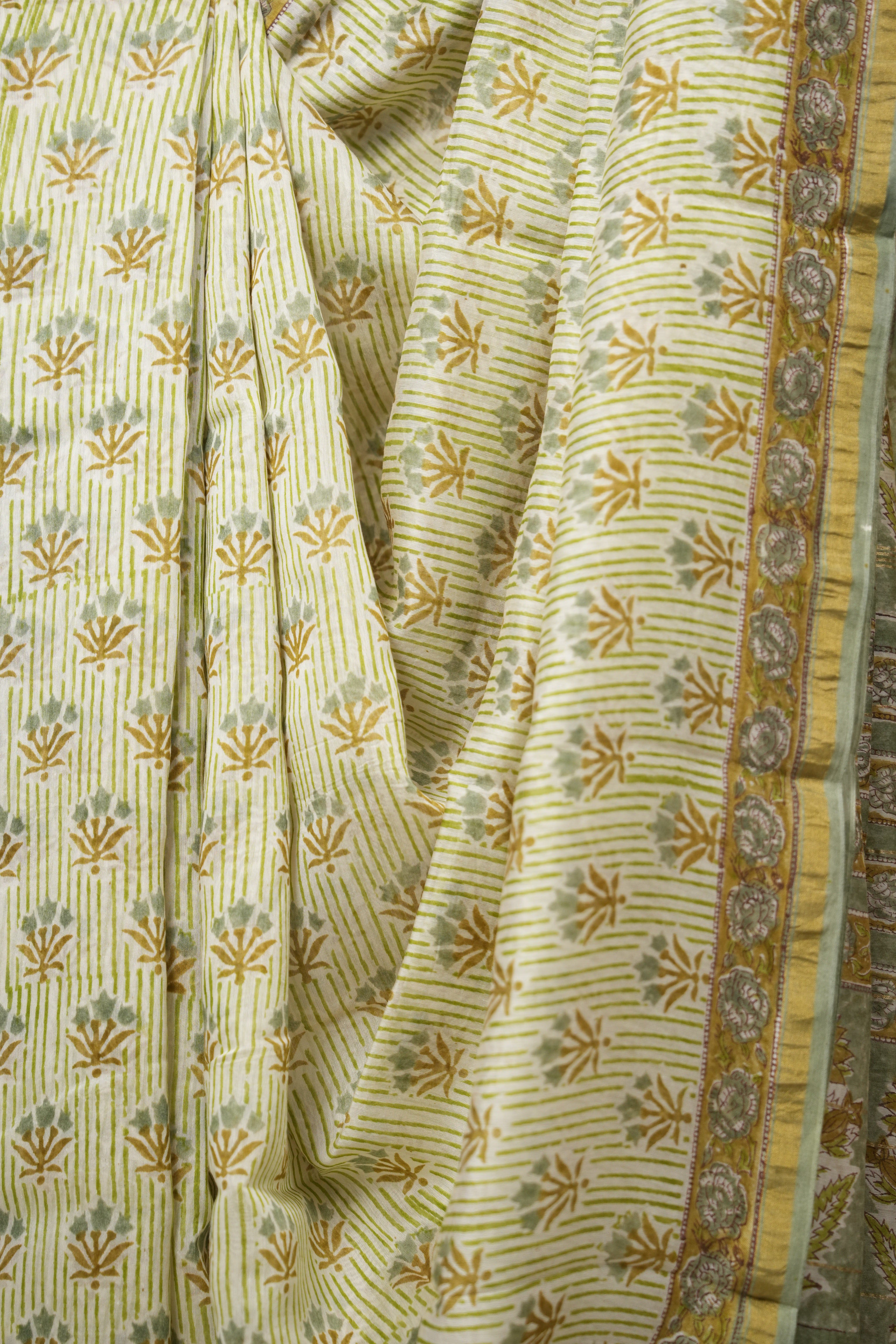 Mint Green HBP Cotton Silk Saree With Chanderi Border - SRMGCSS1406