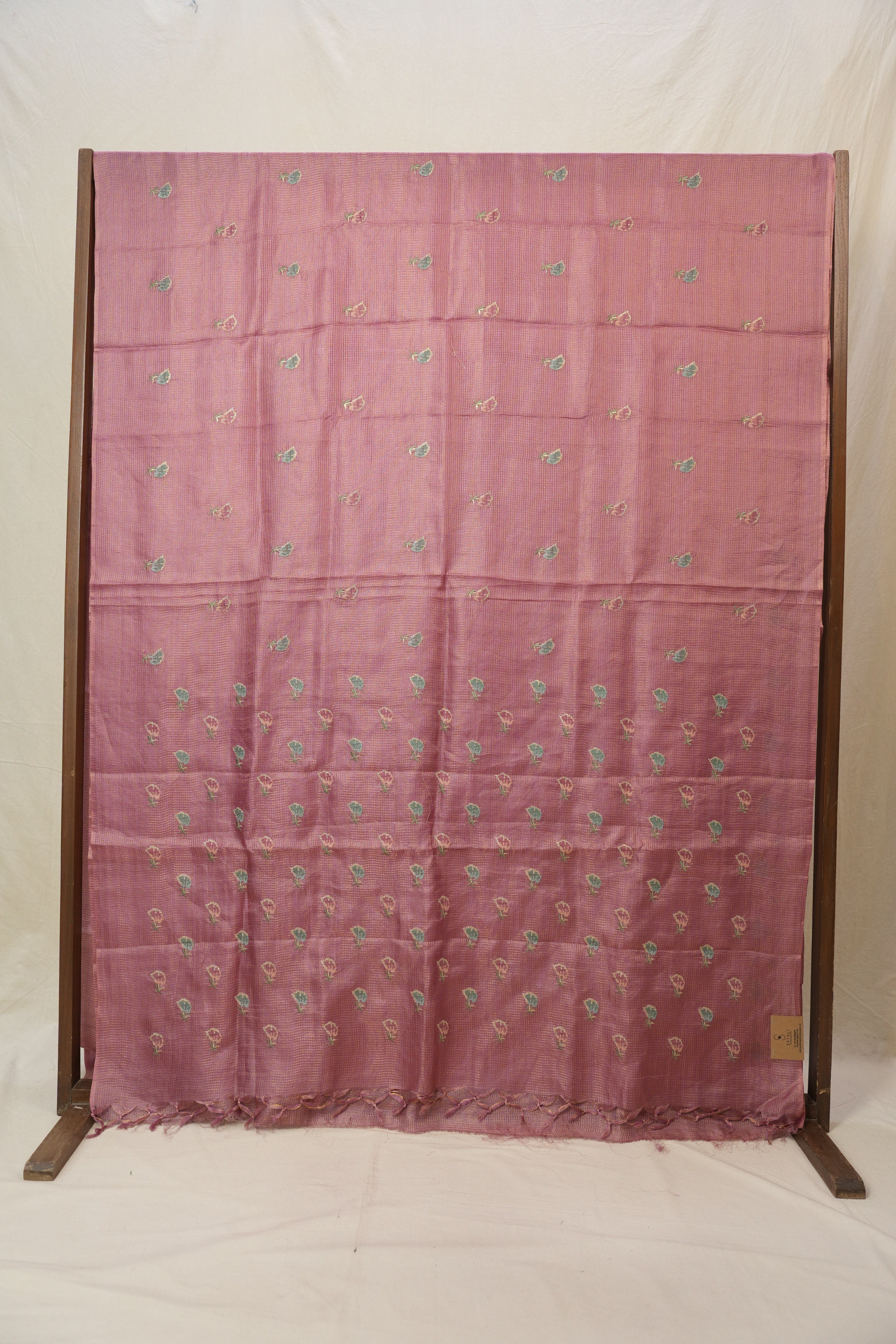 Dusty Pink Machine Embroidered Tussar Silk Saree - SRDPMETSS1522