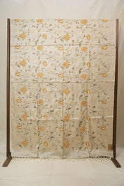 Cream Machine Embroidered Tussar Silk Saree - SRCMETSS1523