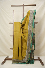 Dark Yellow HBP Cotton Silk Saree With Chanderi Border - SRDYCSS1389