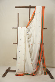 White Mul Bengal Cotton Jamdani Saree - SRWMBCJS197