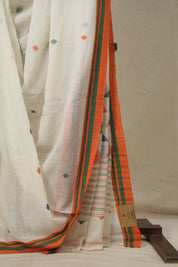 White Mul Bengal Cotton Jamdani Saree - SRWMBCJS197