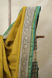 Dark Yellow HBP Cotton Silk Saree With Chanderi Border - SRDYCSS1389