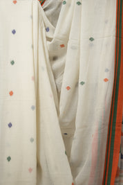 White Mul Bengal Cotton Jamdani Saree - SRWMBCJS197