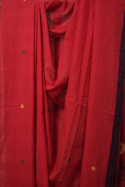Red Mul Bengal Cotton Jamdani Saree - SRRMBCJS193