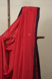 Red Mul Bengal Cotton Jamdani Saree - SRRMBCJS193