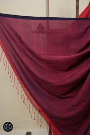 Red Mul Bengal Cotton Jamdani Saree - SRRMBCJS193
