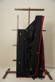 Black Mul Bengal Cotton Jamdani Saree - SRBMBCJS194